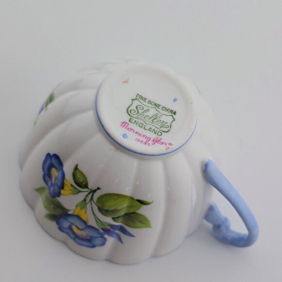 Vintage Shelley Morning Glory Fine Bone China Tea Cup & Saucer Set Ludlow Shape - Picture 6 of 10